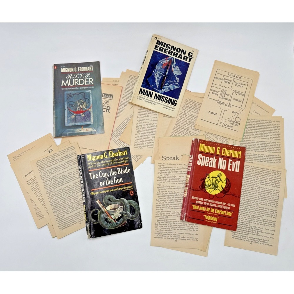 Junk Journal Vintage Pulp Mystery Paperback Cover & Book Pages Ephemera Eberhart